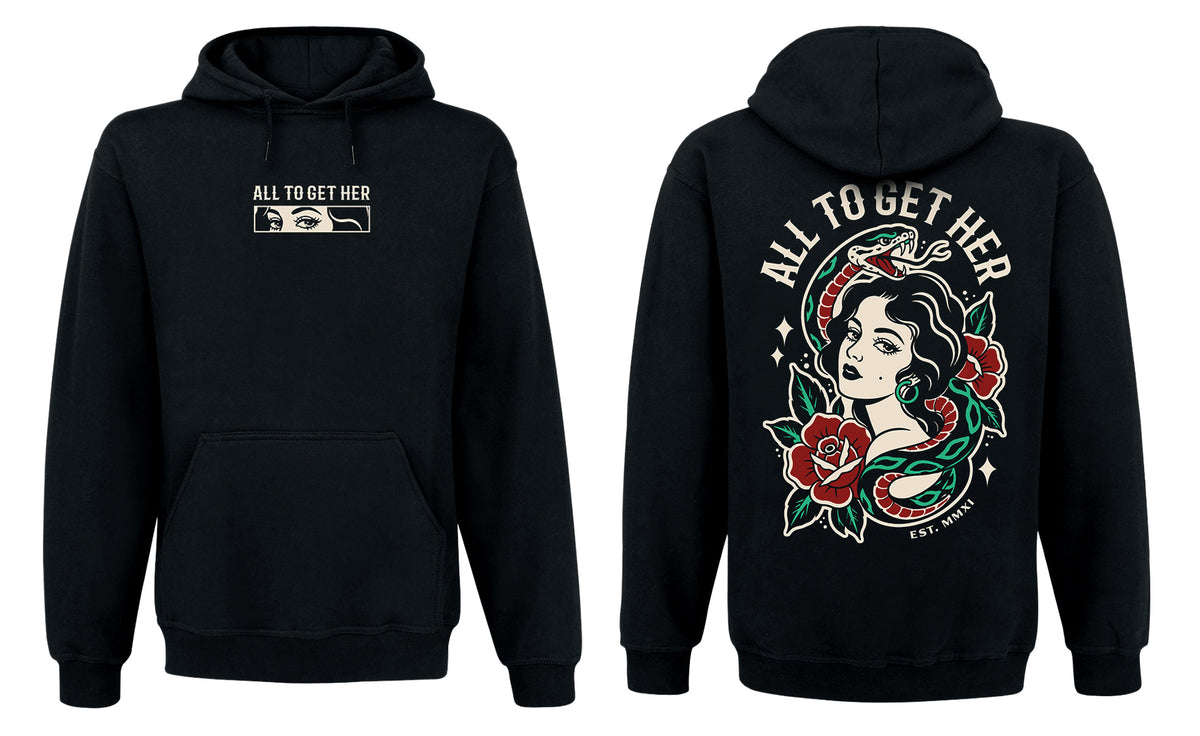 Snake Woman Hoodie, product mockup